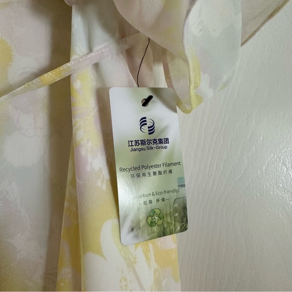 NWT ModCloth Flowy Floral Midi Dress in Pastel Yellow, Pink with Tie Waist - Picture 14 of 16